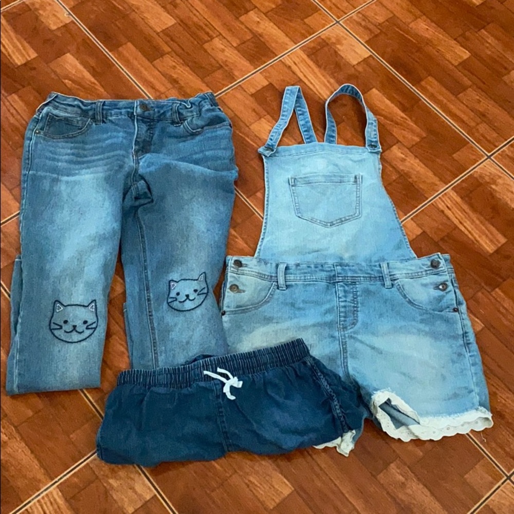 Cat & Jack denim with cute trims-set of three